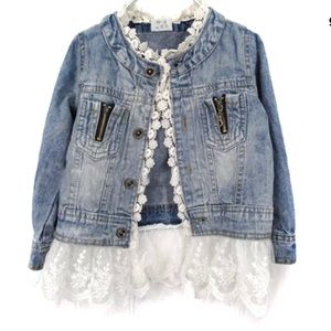 2 FOR $20!!! Jean jacket with lace bottom is here!